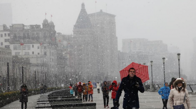 Possibile neve in arrivo anche a Shangai (rara immagine di repertorio)