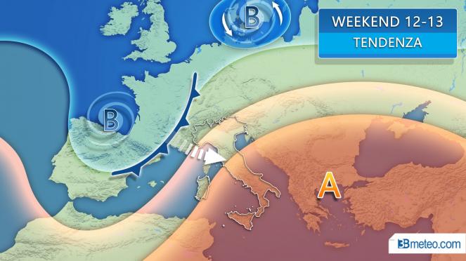 Pressione in calo nel weekend per l'approssimarsi di una perturbazione atlantica