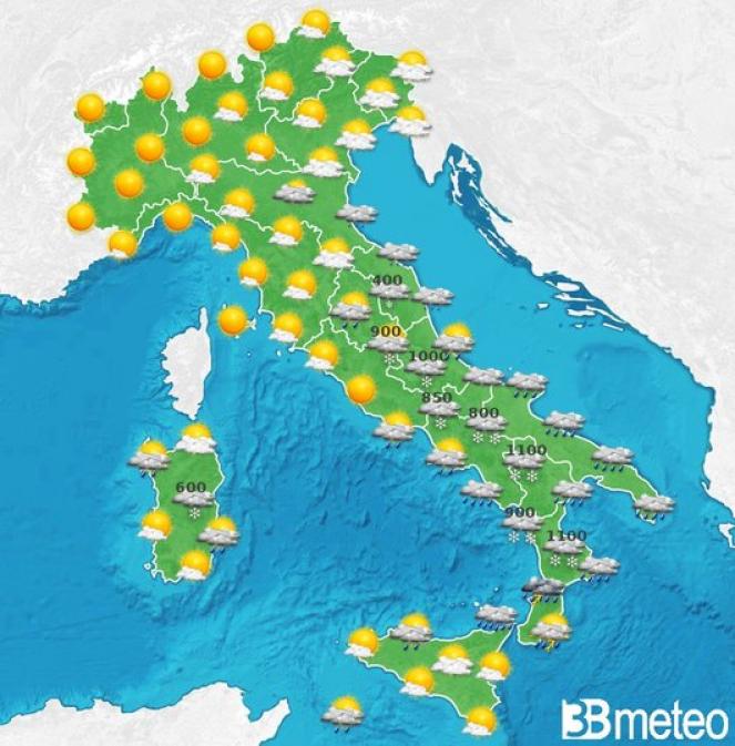 Previsioni Italia ore pomeridiane