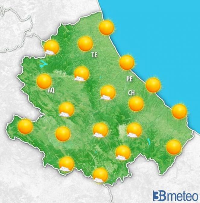 Previsioni per venerdì pomeriggio sull'Abruzzo