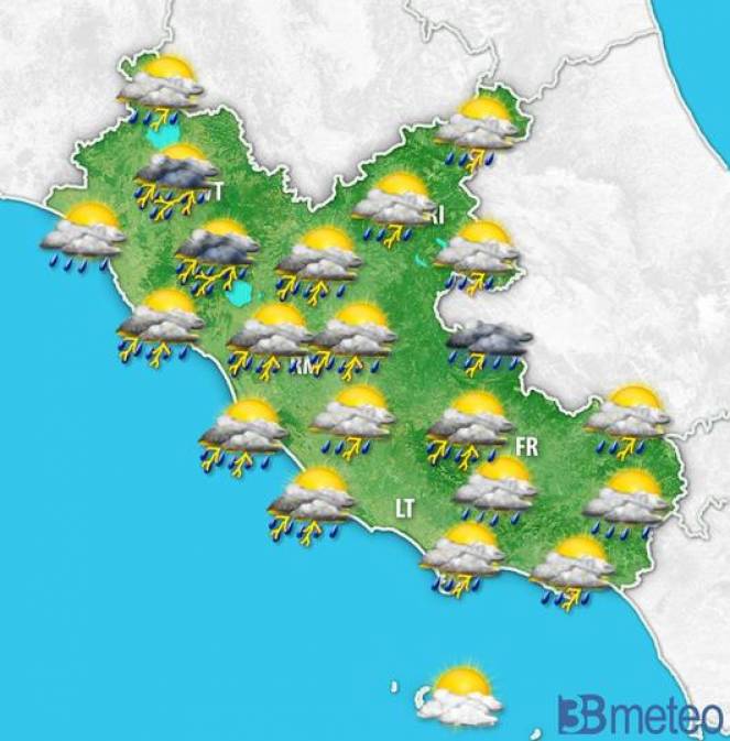 Previsti forti temporali sul Lazio nel corso di Domenica 28 luglio.
