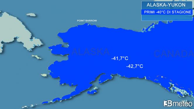 Primi -40°C si stagione su Alaska e Canada