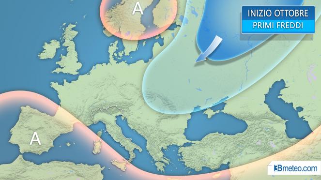 Primi freddi verso l'Europa nordorientale