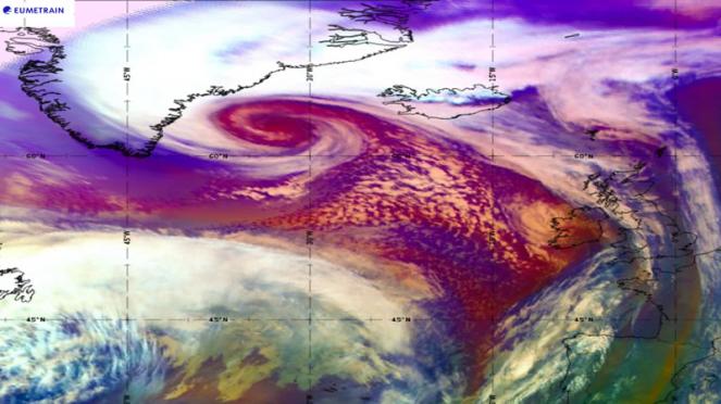 profondo ciclone sul Nord Atlantico (fonte eumetrain)