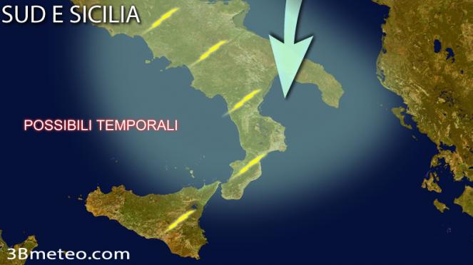 qualche temporale al Sud e Sicilia