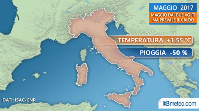 Riassunto climatico Maggio 2017 in Italia