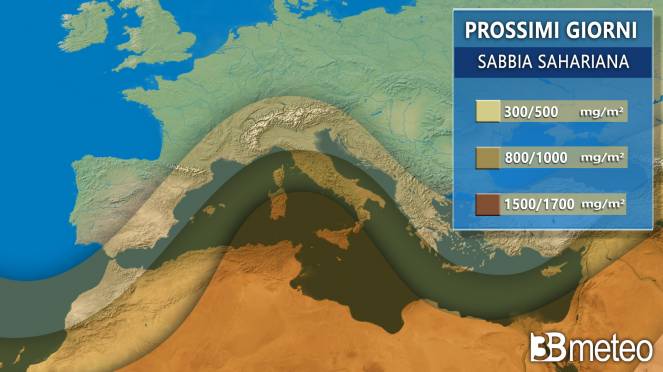 Sabbia sahariana, concentrazioni previste nei prossimi giorni