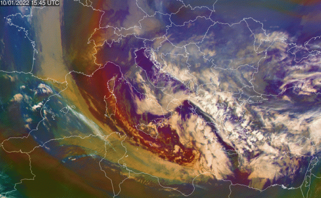 Satellite image of the Diomedes low pressure system