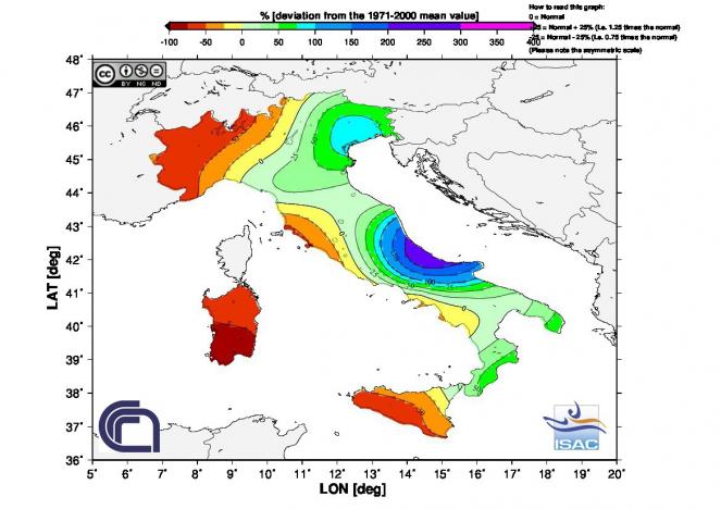 Scarti pluviometrici Settembre 2014 (fonte ISAC-CNR)