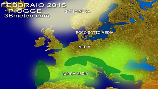 scenario ipotizzabile per Febbraio 2015: piogge