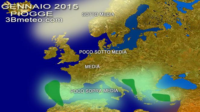 scenario ipotizzabile per Gennaio 2015: piogge