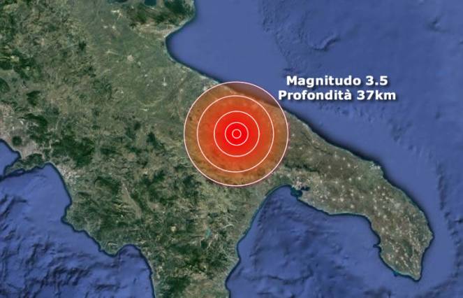 Scossa di terremoto di magnitudo 3.5 ad Altamura (Bari) 