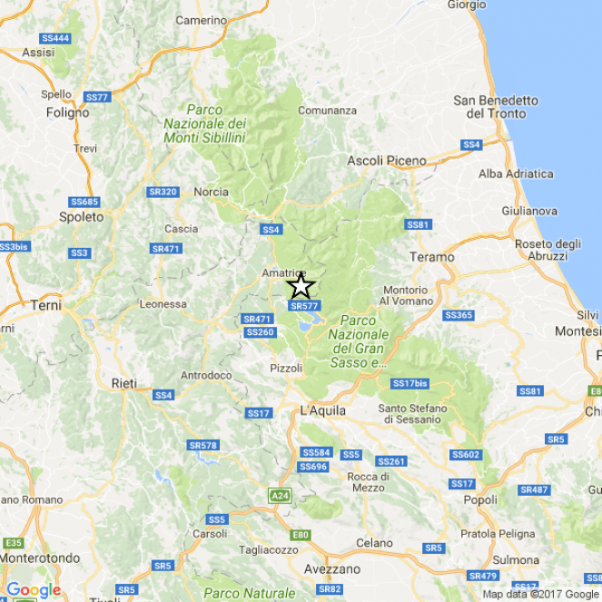 Scossa di terremoto di magnitudo 4.2 vicino Amatrice