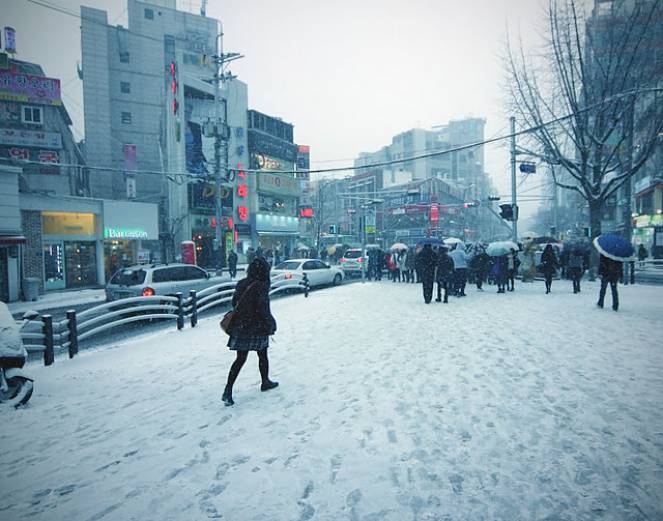Seoul sotto la neve