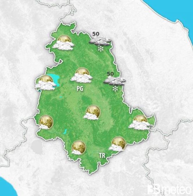 Settimana invernale in Umbria; deboli nevicate nel corso del 9 su Appennino e prospicienti 