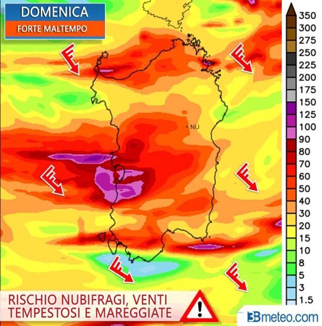 Severa ondata di maltempo in arrivo sulla Sardegna