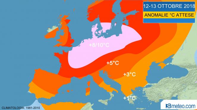 temperature di nuovo sopra media in Europa