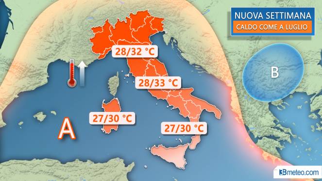 Temperature Italia, caldo come a Luglio