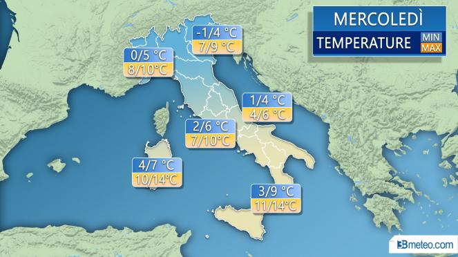 Temperature Italia Mercoledì