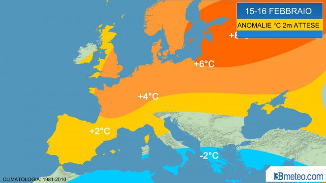 temperature sopra media attese in Europa