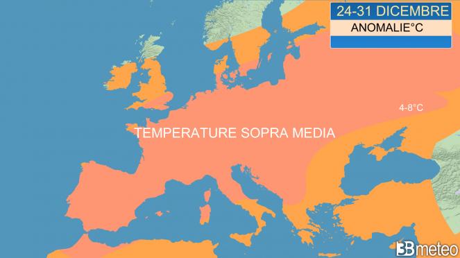 temperature sopra media in Europa