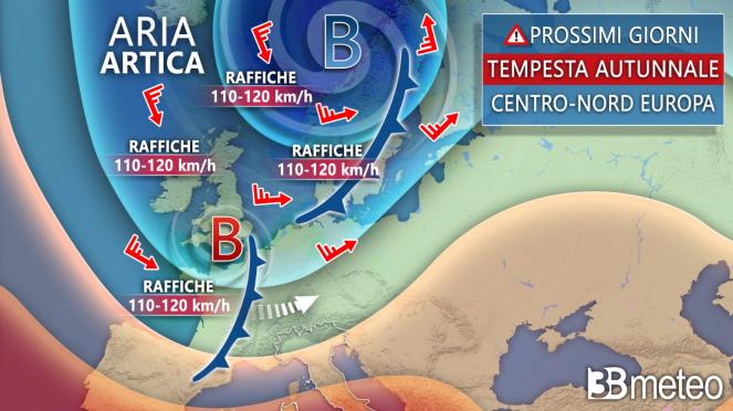 Tempesta atlantica in arrivo su mezza Europa