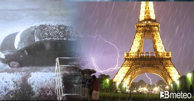 Powerful supercell storm in France and England: large hail, floods, destroyed vineyards and one casualty
