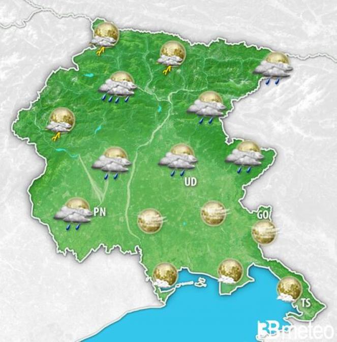 Temporali di calore previsti martedì sera sul Friuli Venezia Giulia