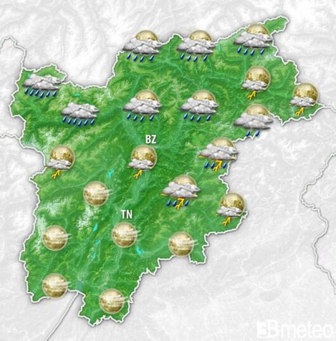 Temporali di calore previsti martedì sera sull'Alto Adige