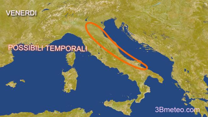 temporali verso le Adriatiche