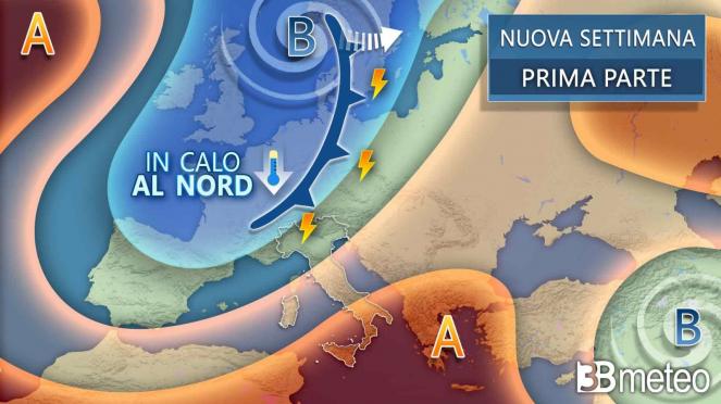Meteo Nord Italia - Da domenica tornano i temporali, settimana molto instabile