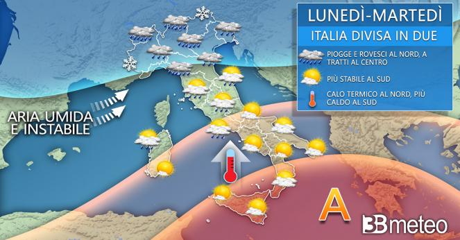 Tendenza meteo Italia lunedì 26 e martedì 27