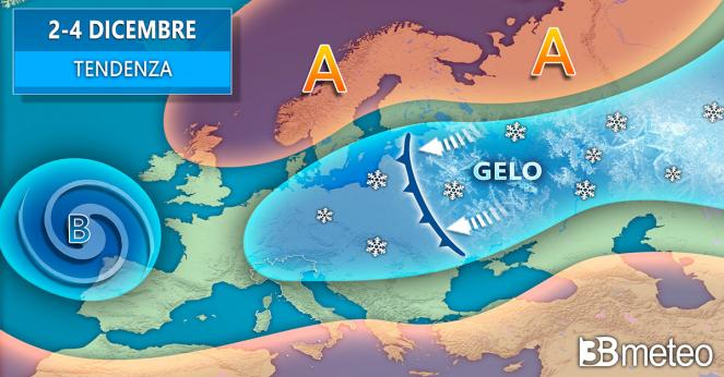 Tendenza meteo per i primi giorni di dicembre a livello europeo