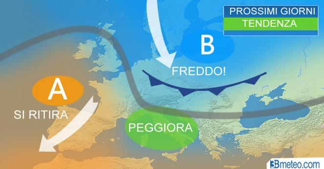Tendenza meteo su Europa e Italia prossimi giorni