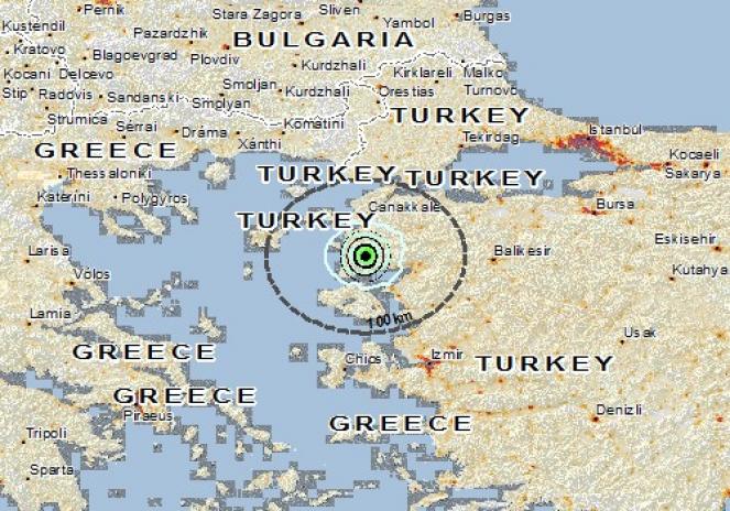 Scossa di terremoto a EZine, Turchia