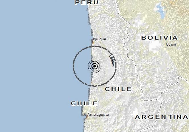 Scossa di terremoto a Tocopilla, Cile