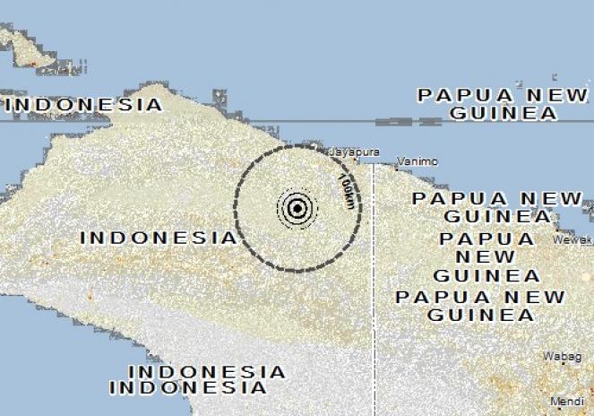 Scossa di terremoto a Elelim, Indonesia