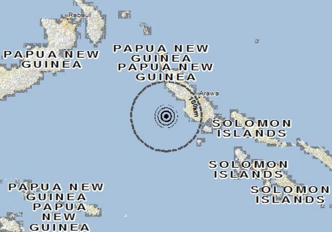 Scossa di terremoto a Arawa, Papua-Nuova Guinea