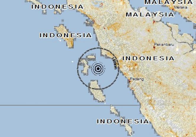 Scossa di terremoto a Air Bangis, Indonesia