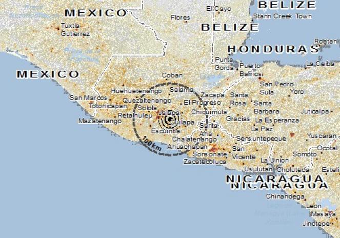 Scossa di terremoto a Casillas, Guatemala