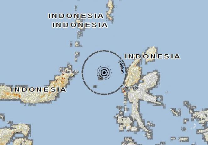 Scossa di terremoto a Susupu, Indonesia