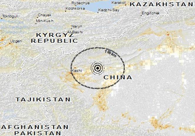 Scossa di terremoto a Jiashi, Repubblica Popolare di Cina