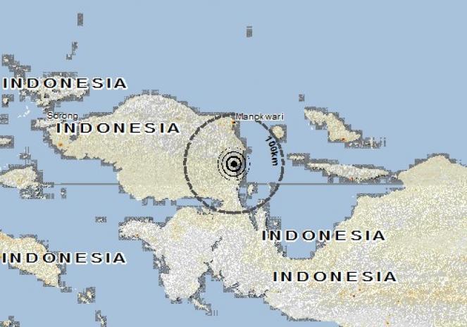 Scossa di terremoto a Ransiki, Indonesia
