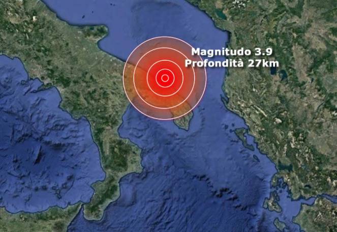 Terremoto di Magnitudo 3.9 avvertito in Puglia