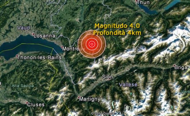 Terremoto di magnitudo 4.0 in Svizzera avvertito anche nell'Italia del Nord