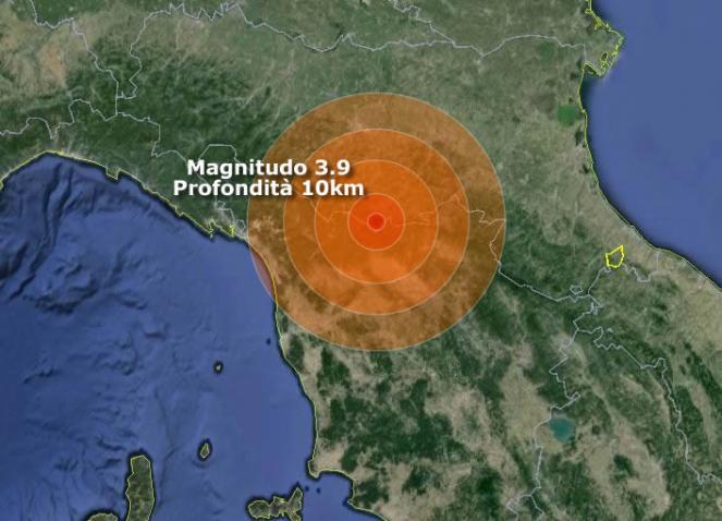 Terremoto: forte scossa tra Toscana ed Emilia Romagna di magnitudo 3.9