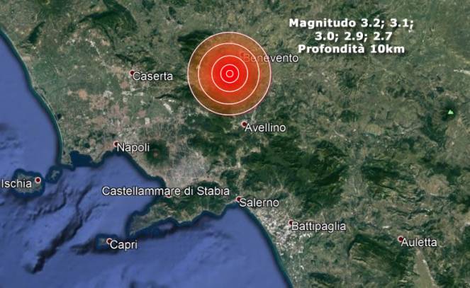 Terremoto in Campania, scosse fino alla magnitudo 3.2