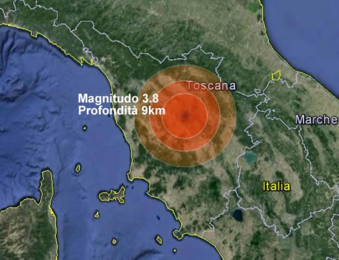 terremoto in toscana scossa di 3.8