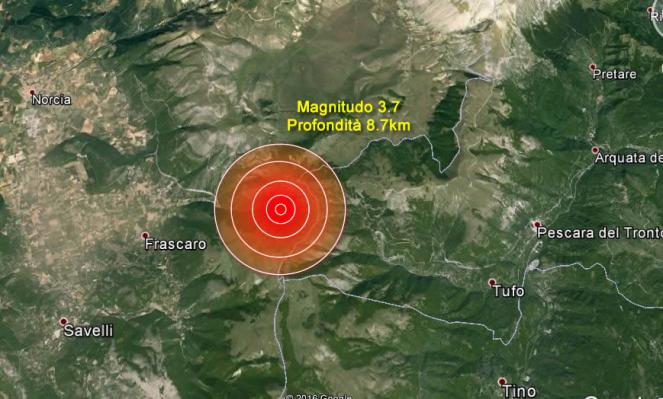 Terremoto Rieti ancora una forte scossa di magnitudo 3.7