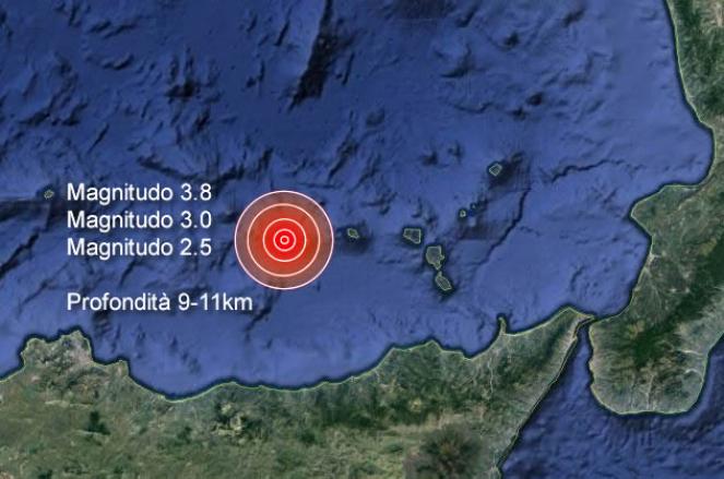 Terremoto Sicilia Isole Eolie (Messina) magnitudo 3.8